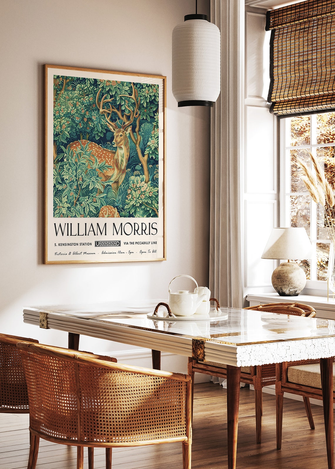 William Morris Forest Deer Exhibition Style Botanical Art Poster - Image 2