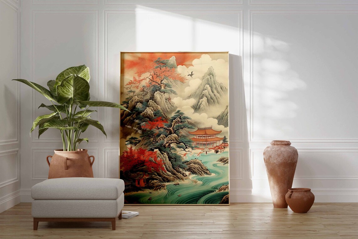 Chinese Vintage Landscape Art Print, Asian Decor - Image 2