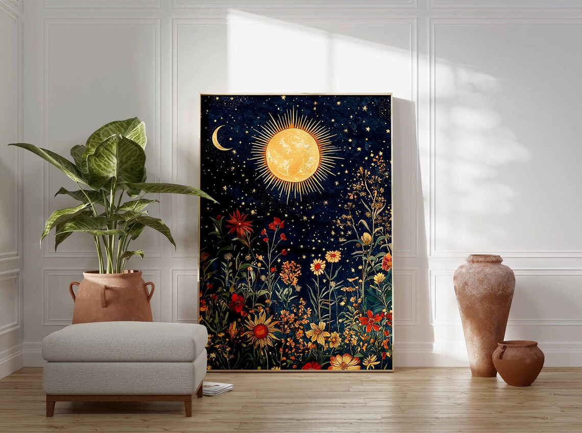Sun and Moon Vintage Celestial Art Print - Image 3