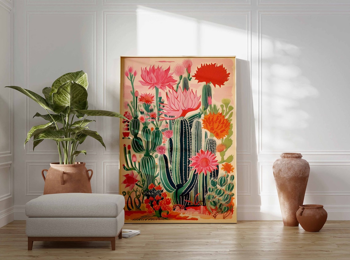 Mexican Cactus Vintage Floral Poster Print - Image 3