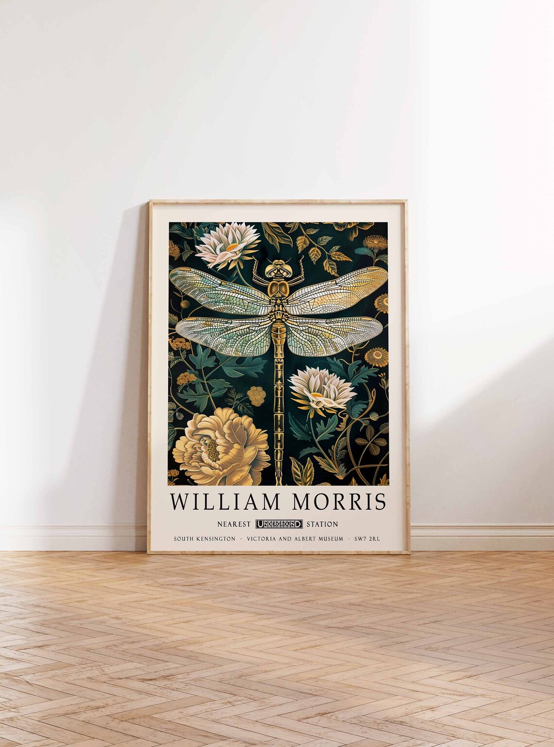 William Morris Golden Dragonfly Among Blossoms Exhibition Poster - Image 2