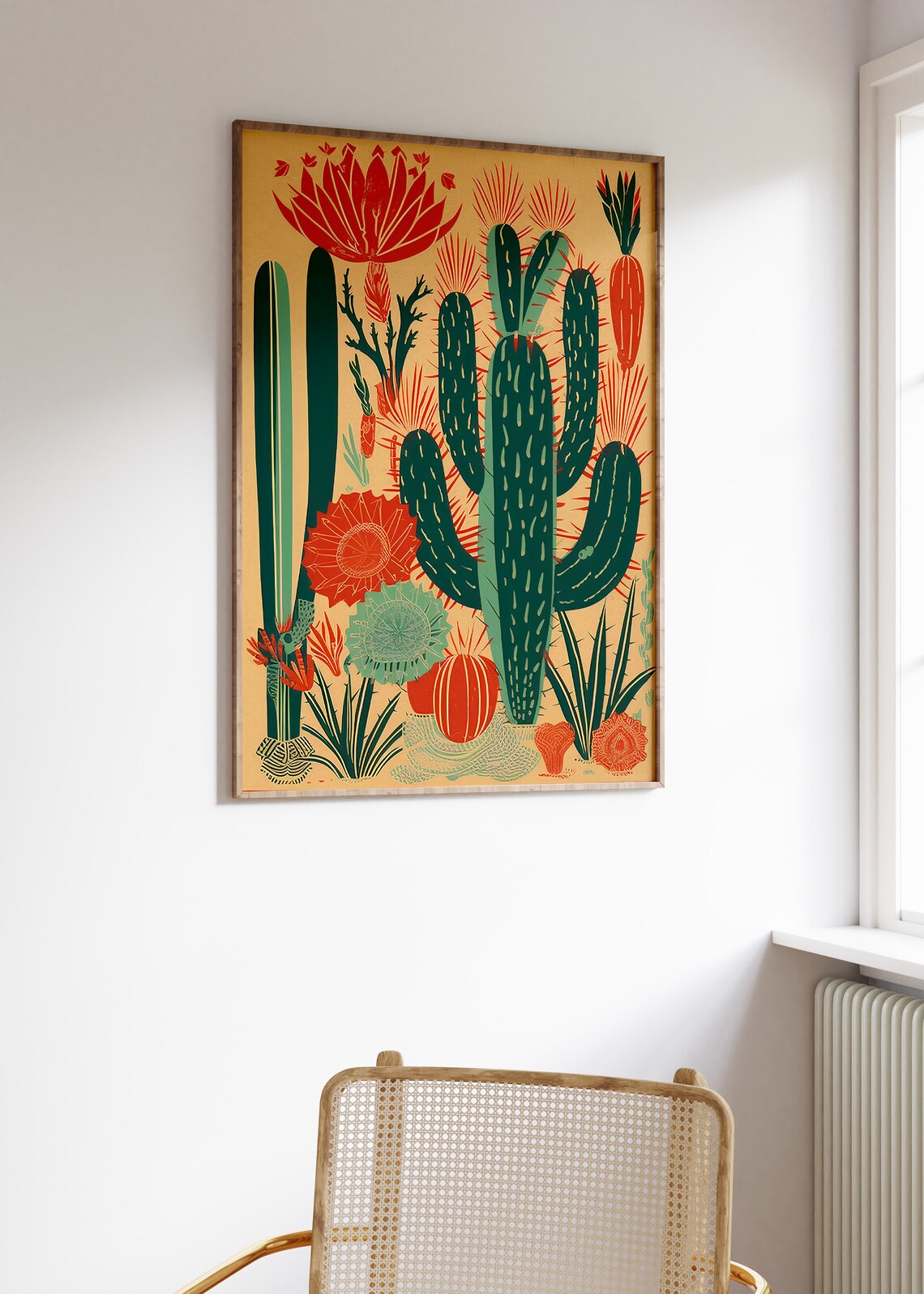 Vintage Mexican Cactus Art Print, Traditional Decor - Image 3