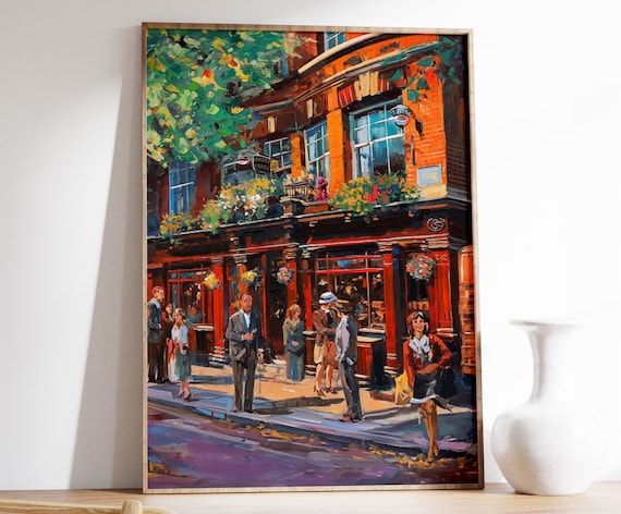 Vintage London Pub Poster, Retro Kitchen Wall Art