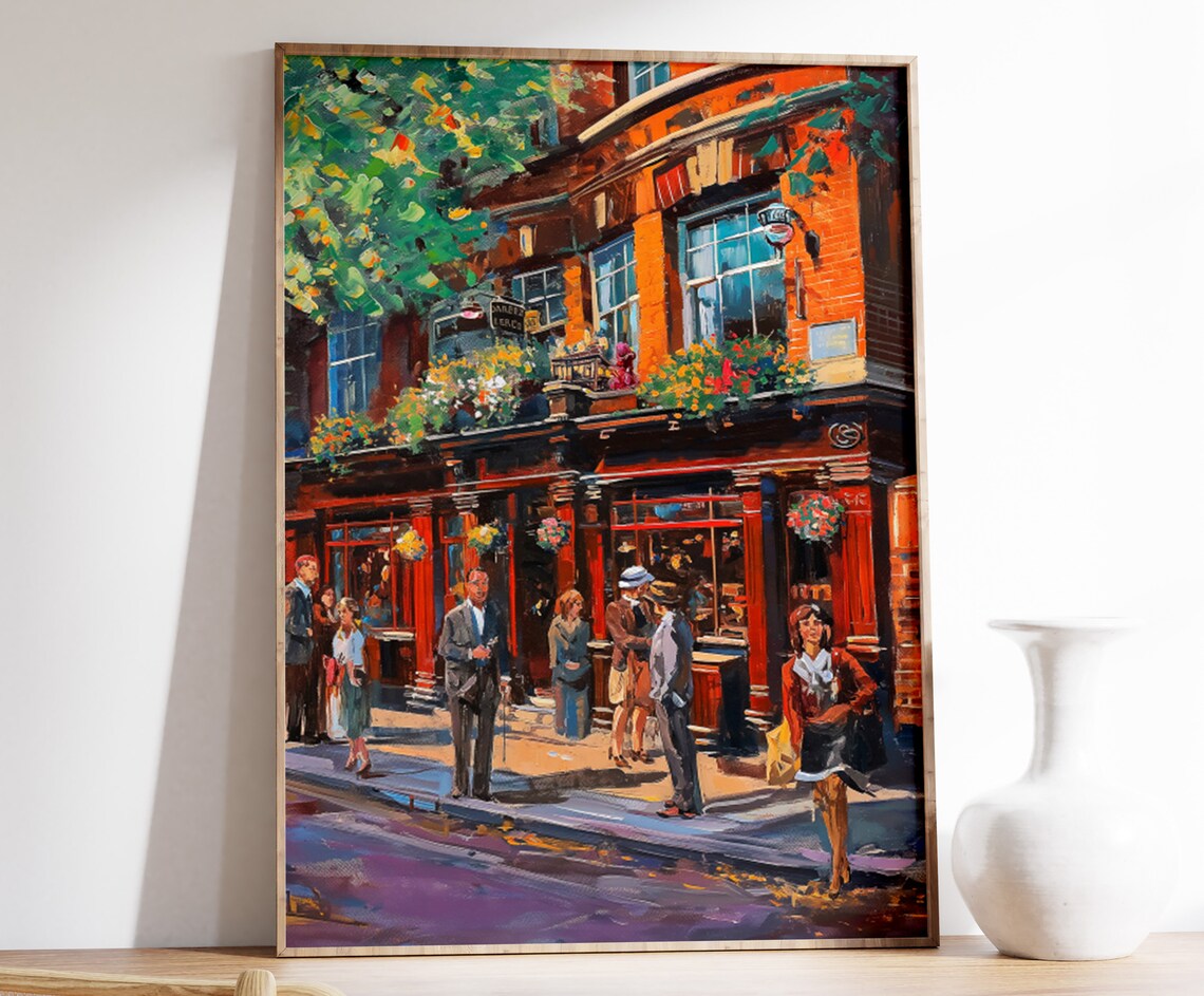 Vintage London Pub Poster, Retro Kitchen Wall Art