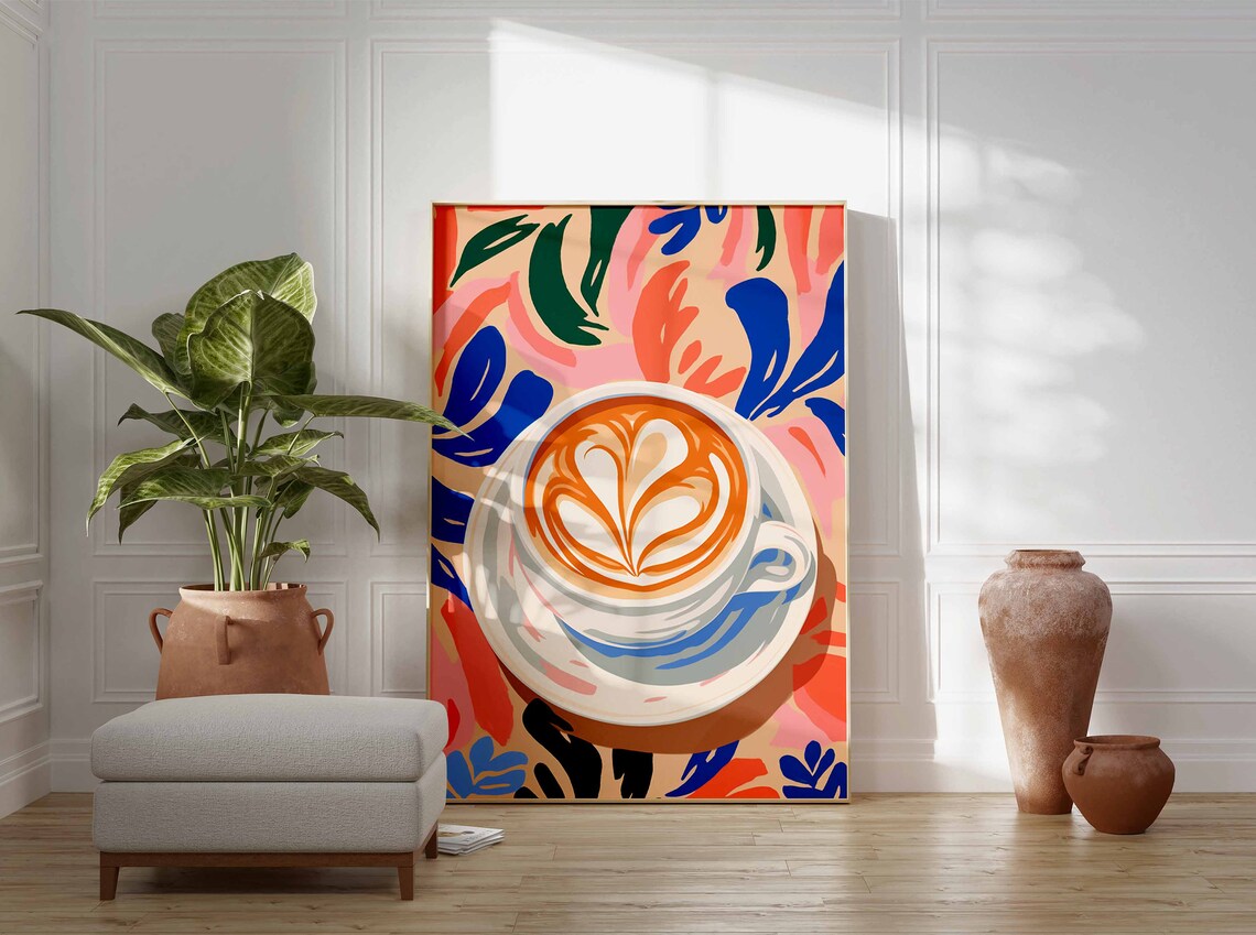 Retro Coffee Print, Vintage Floral Kitchen Art Print - Image 3
