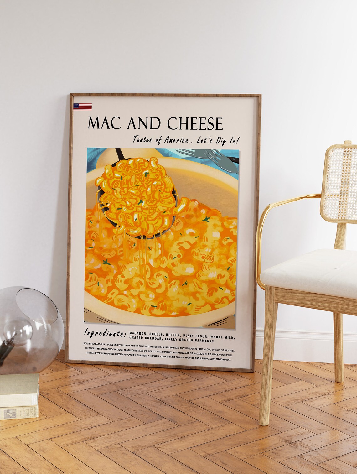 Mac And Cheese Retro Recipe Poster Print - Image 3