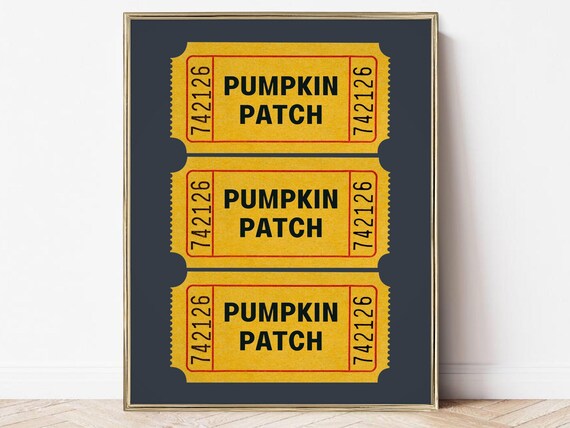 Vintage Pumpkin Patch Ticket Stub Retro Autumn Fall Decor Poster