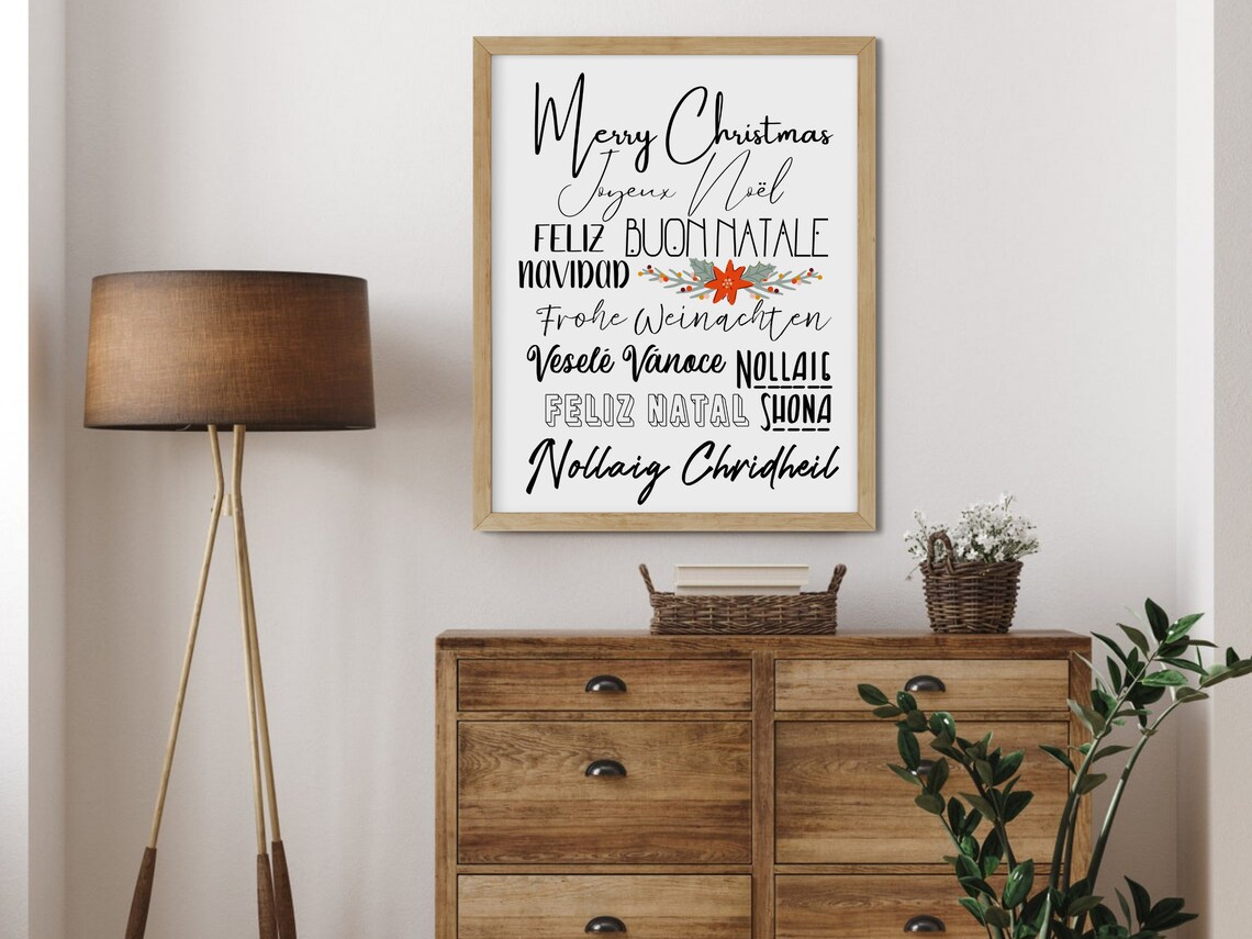Merry Christmas Languages Holiday Art Print - Image 4