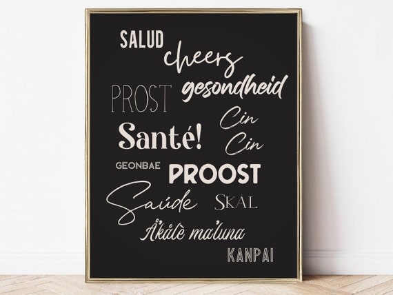 Bar Cart Cheers Art Print, Home Bar Decor