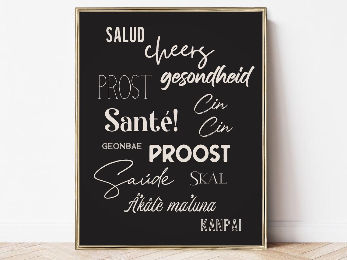 Bar Cart Cheers Art Print, Home Bar Decor