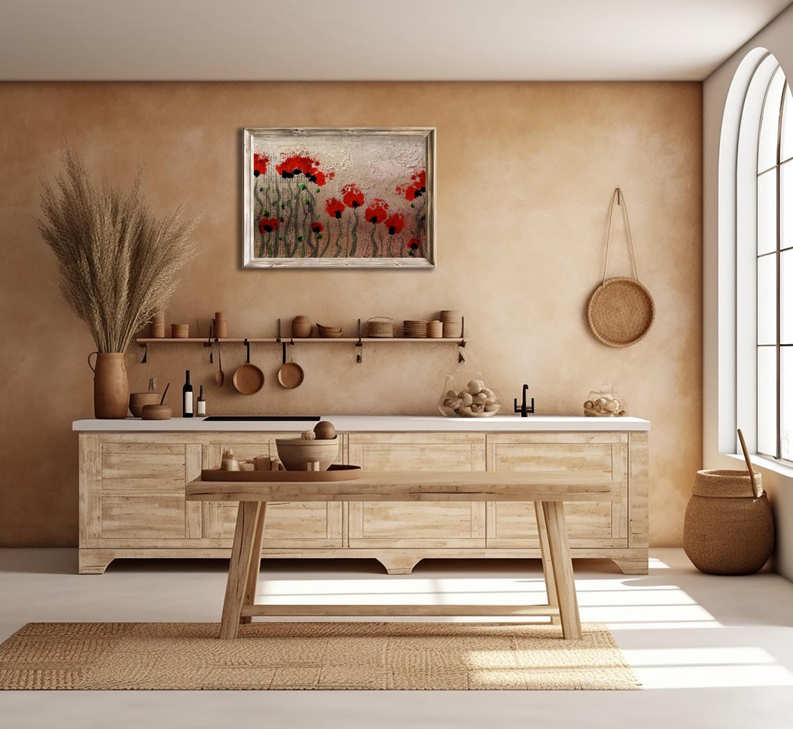 Red Poppies Abstract Loose Painted Modern Floral Wall Art Poster - Image 2