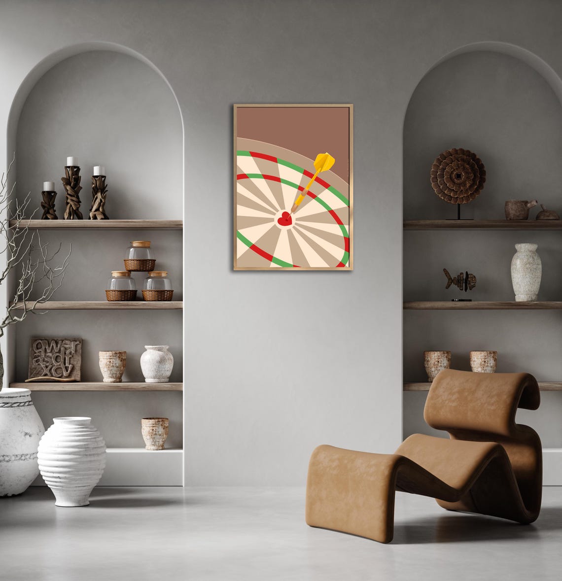 Retro Dartboard with Dart Striking Red Heart Bullseye Poster - Image 2