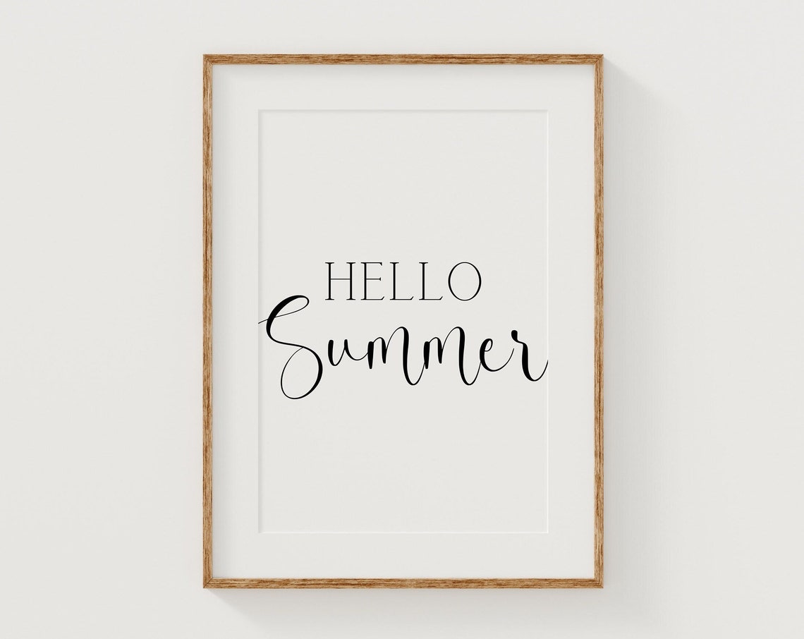 Hello Summer Elegant Script Typography Minimalist Wall Decor Print - Image 3