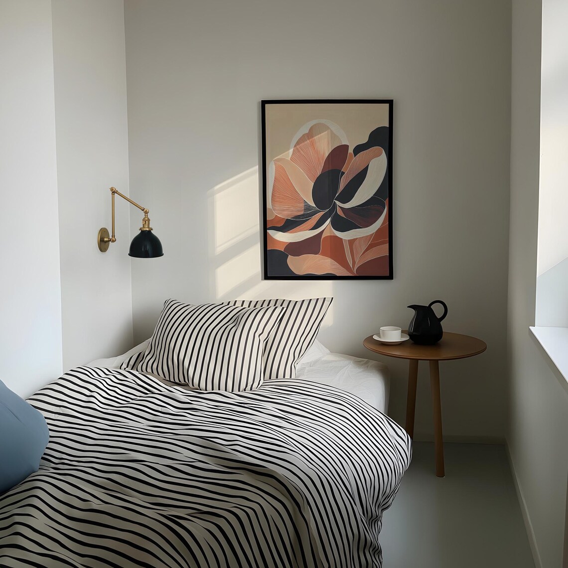 Modern Abstract Flower in Terracotta Black and Cream Tones Poster - Image 3