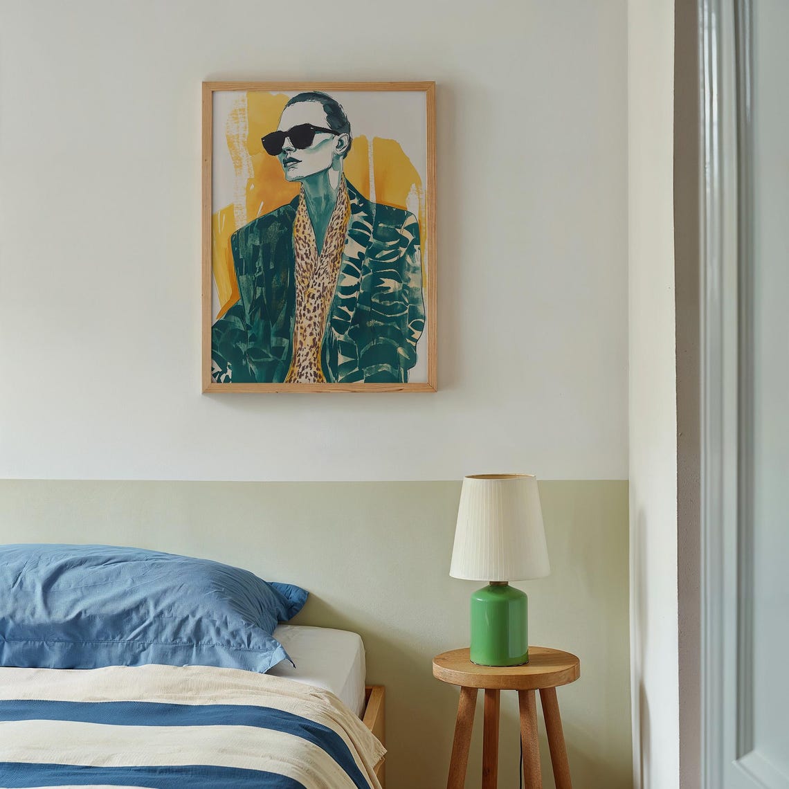 Chic Fashion Woman in Sunglasses and Leopard Patterned Blazer Poster - Image 2