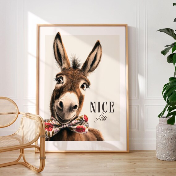 Nice Ass Toilet Print Donkey In Bathroom Funny Restroom Poster Bathroom Accessories Bathroom Wall Art Wall Art Prints Bathroom Decor