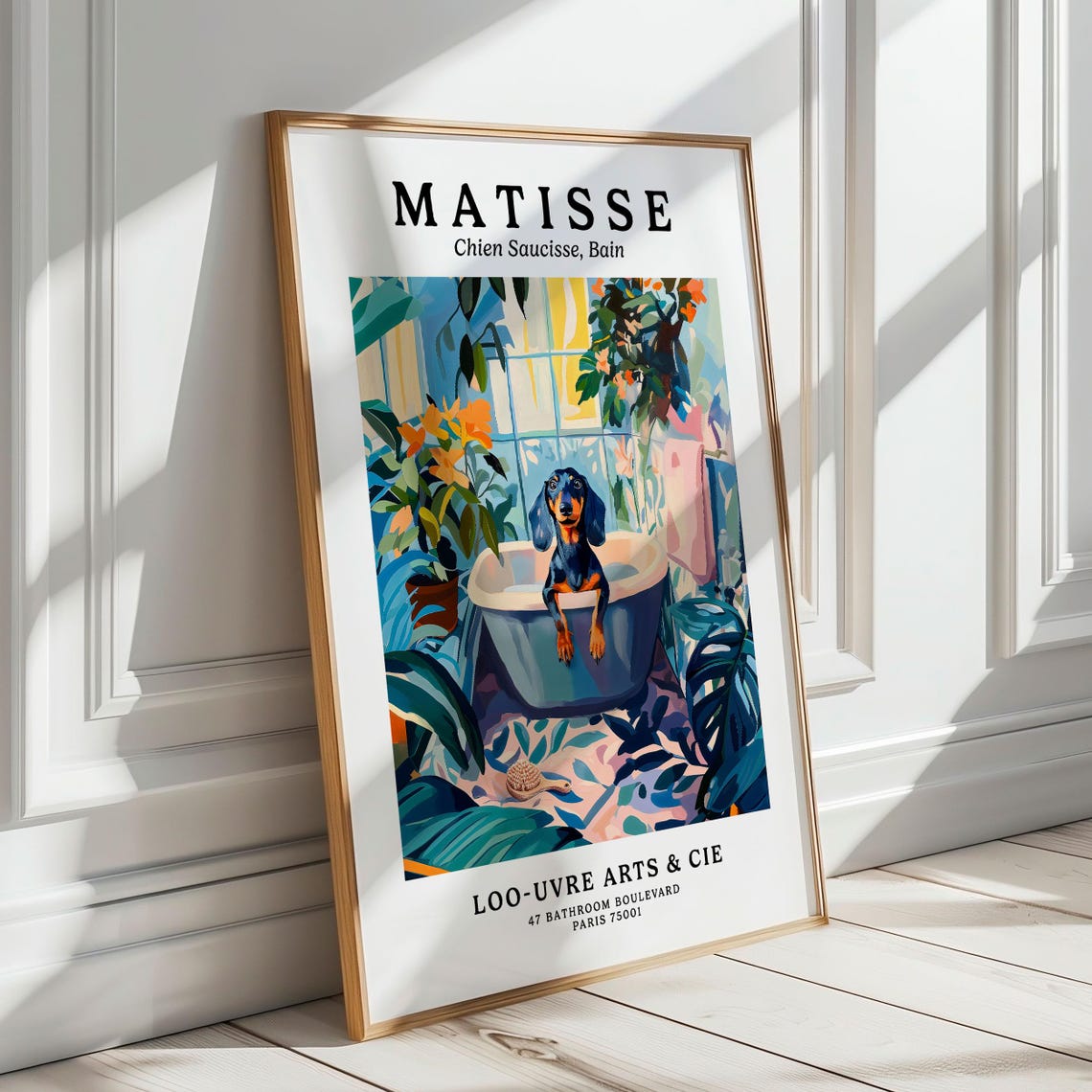 Matisse Style Dachshund Puppy in a Blue Bathtub Parody Art Poster - Image 7