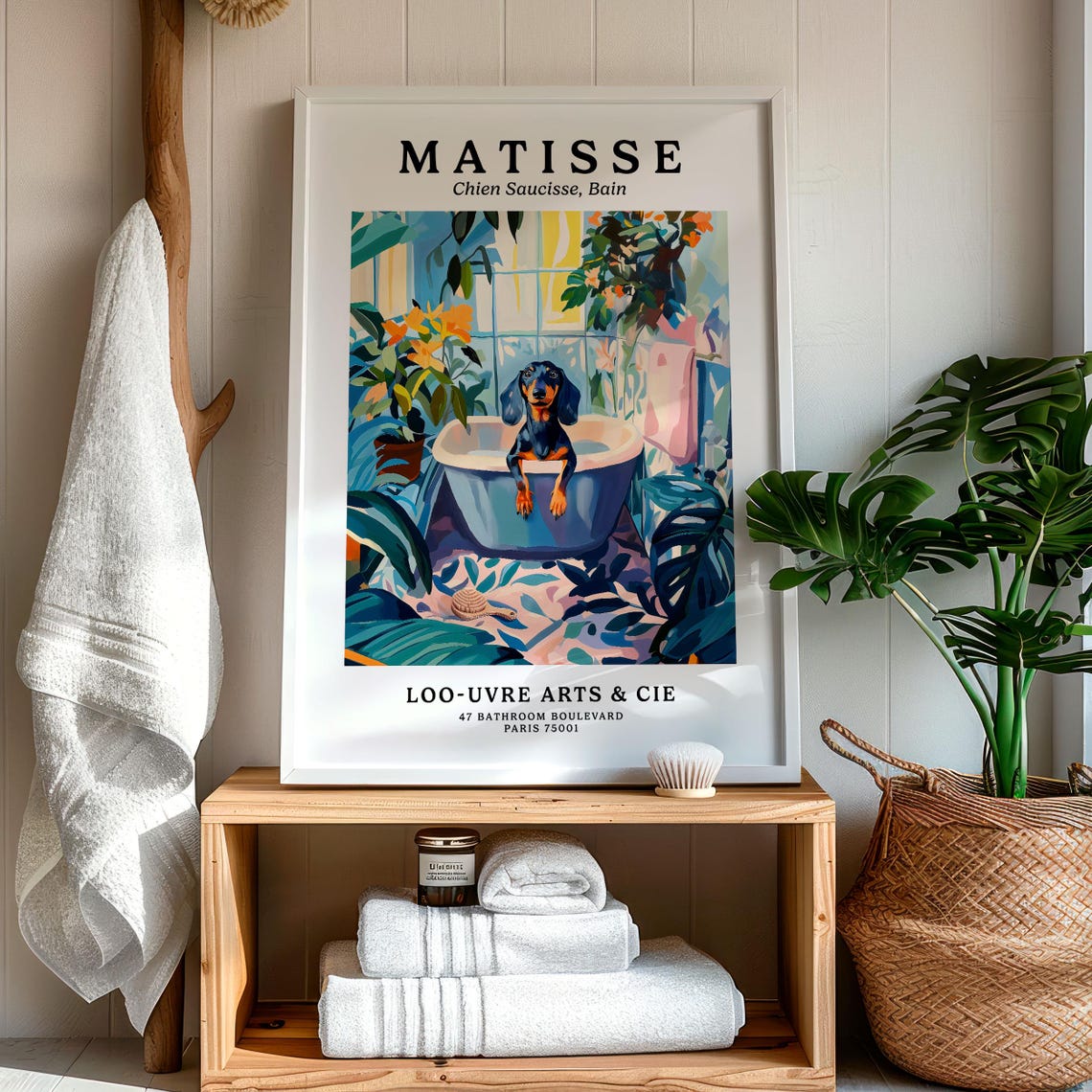 Matisse Style Dachshund Puppy in a Blue Bathtub Parody Art Poster - Image 5