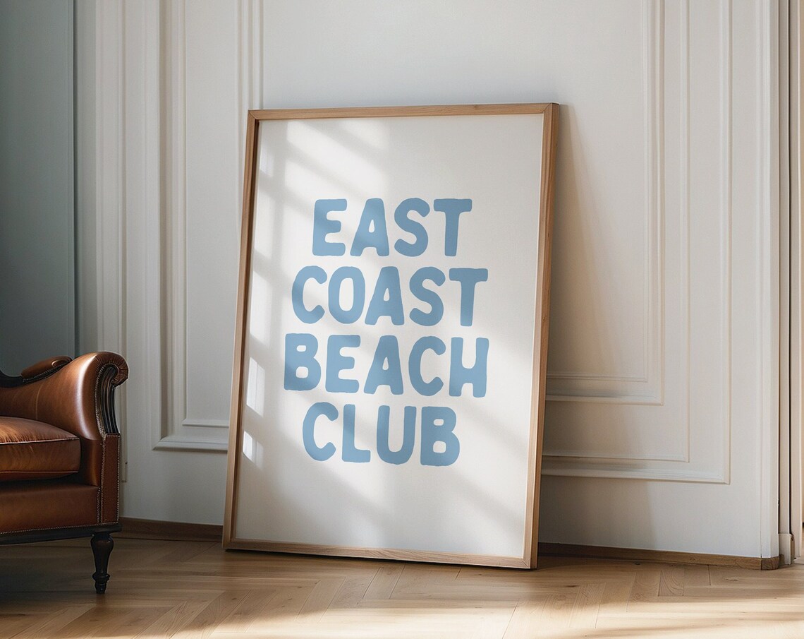 East Coast Beach Club Typography Poster Blue Coastal Home Decor Art - Image 4