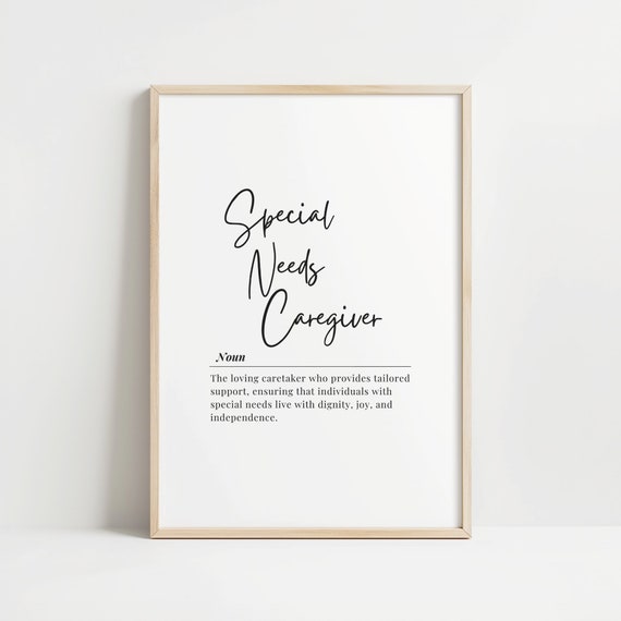 Special Needs Caregiver Art Print Illustration Inclusive Home Decor Gift For Caregivers
