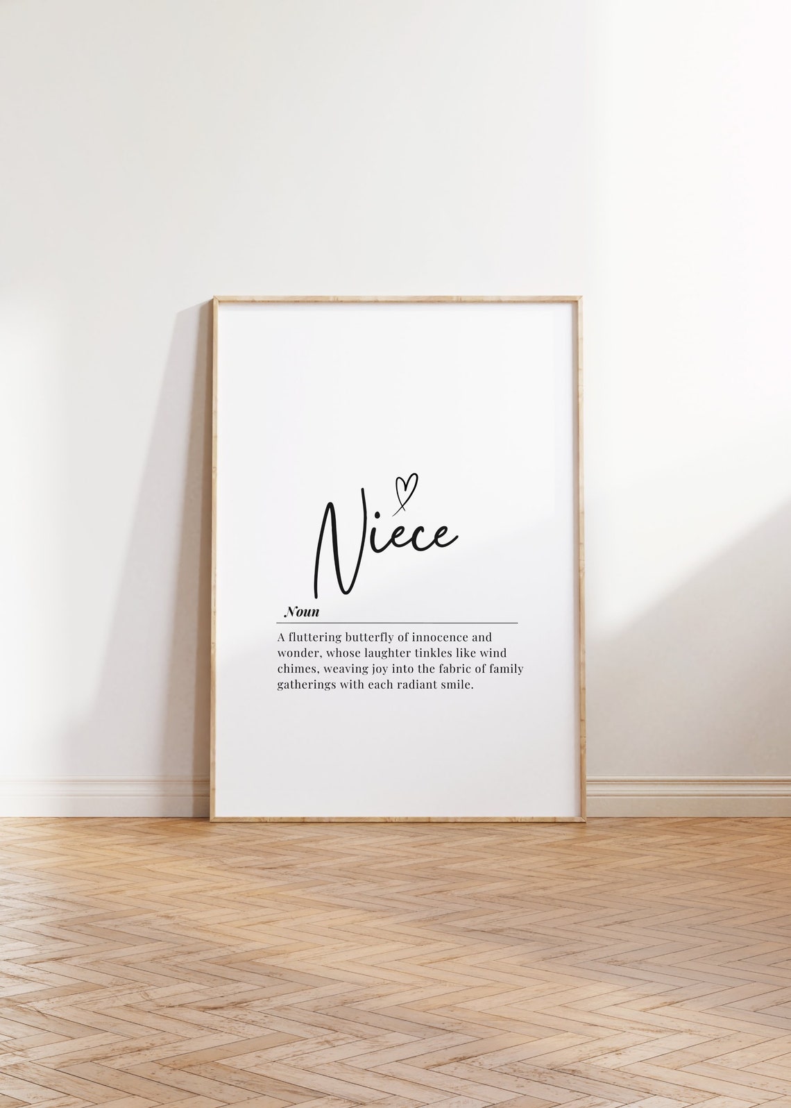 Niece Definition Noun Heartfelt Script Typography Quote Poster