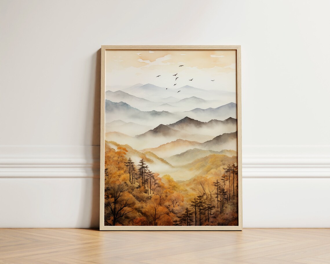 Shenandoah National Park Misty Blue Ridges Autumn Forest Watercolor Poster