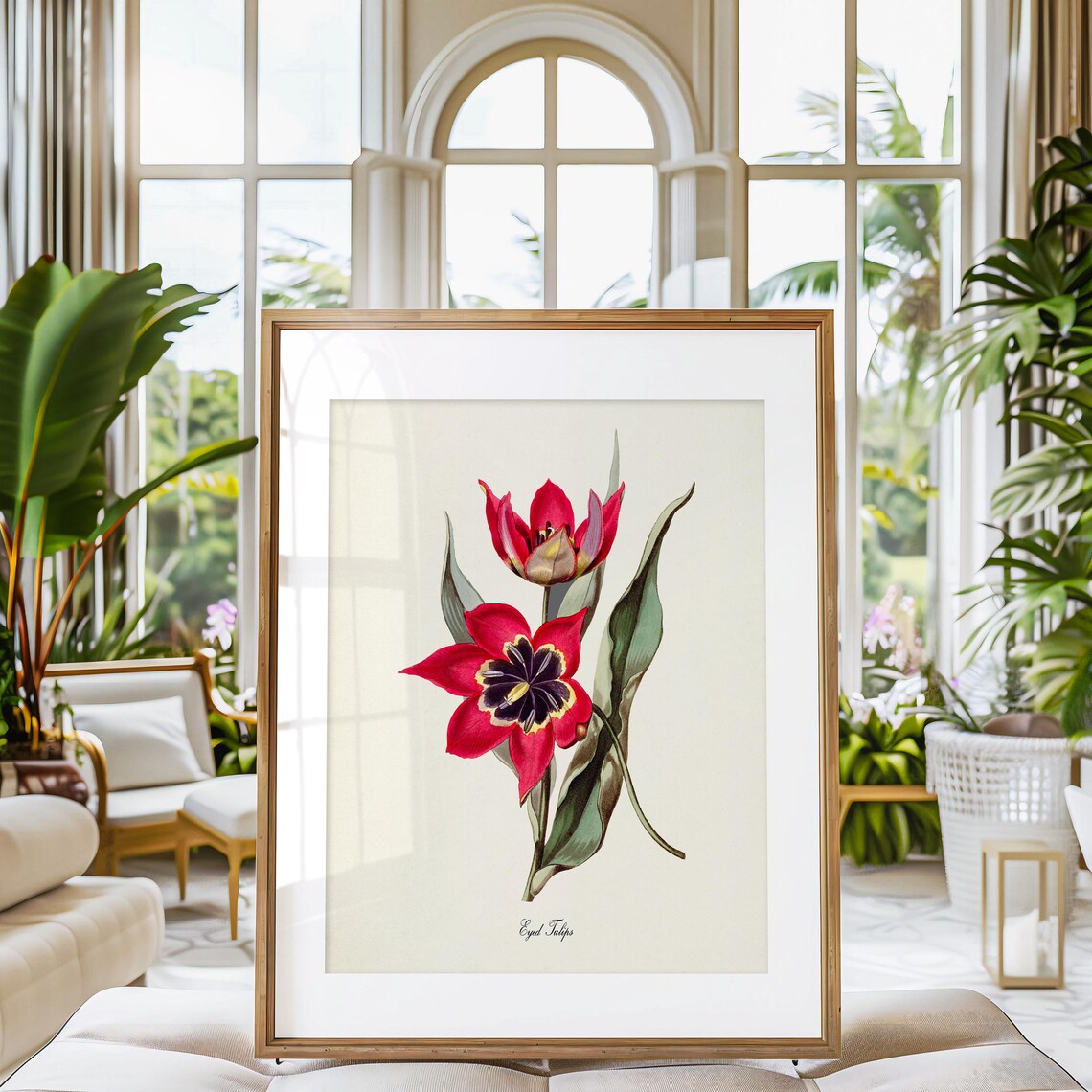 Eyed Tulip Flower Art Print, Red Botanical Print - Image 3