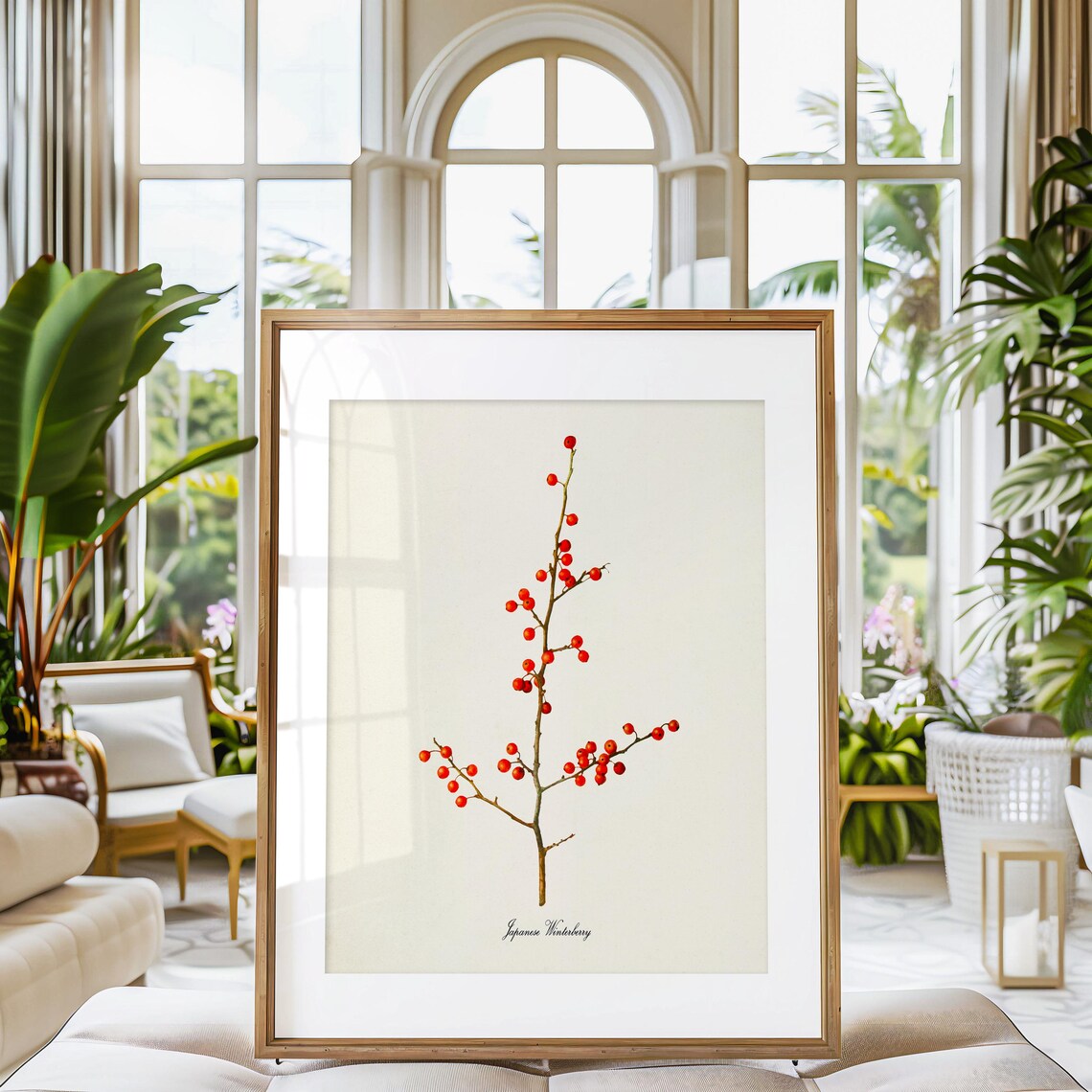 Japanese Winterberry Red Berry Branch Vintage Botanical Art Poster - Image 3