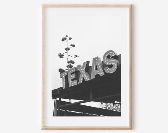 Texas Black And White Southwestern Travel Poster