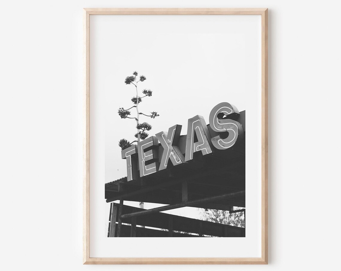 Texas Black And White Southwestern Travel Poster