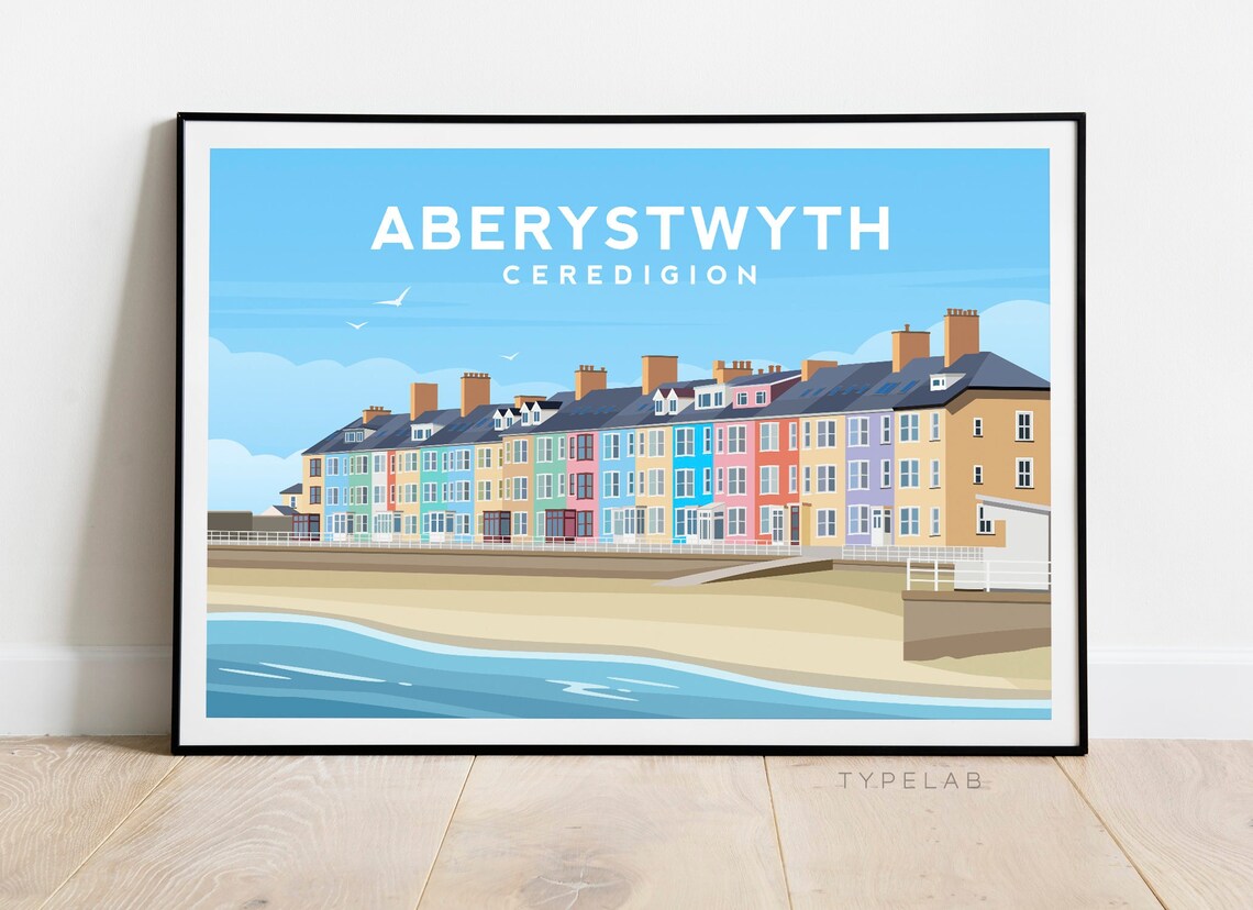 Aberystwyth Travel Poster, Welsh Wall Decor