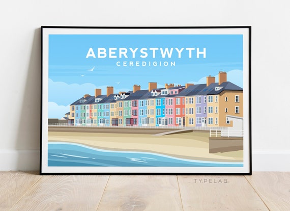Aberystwyth Travel Poster, Welsh Wall Decor