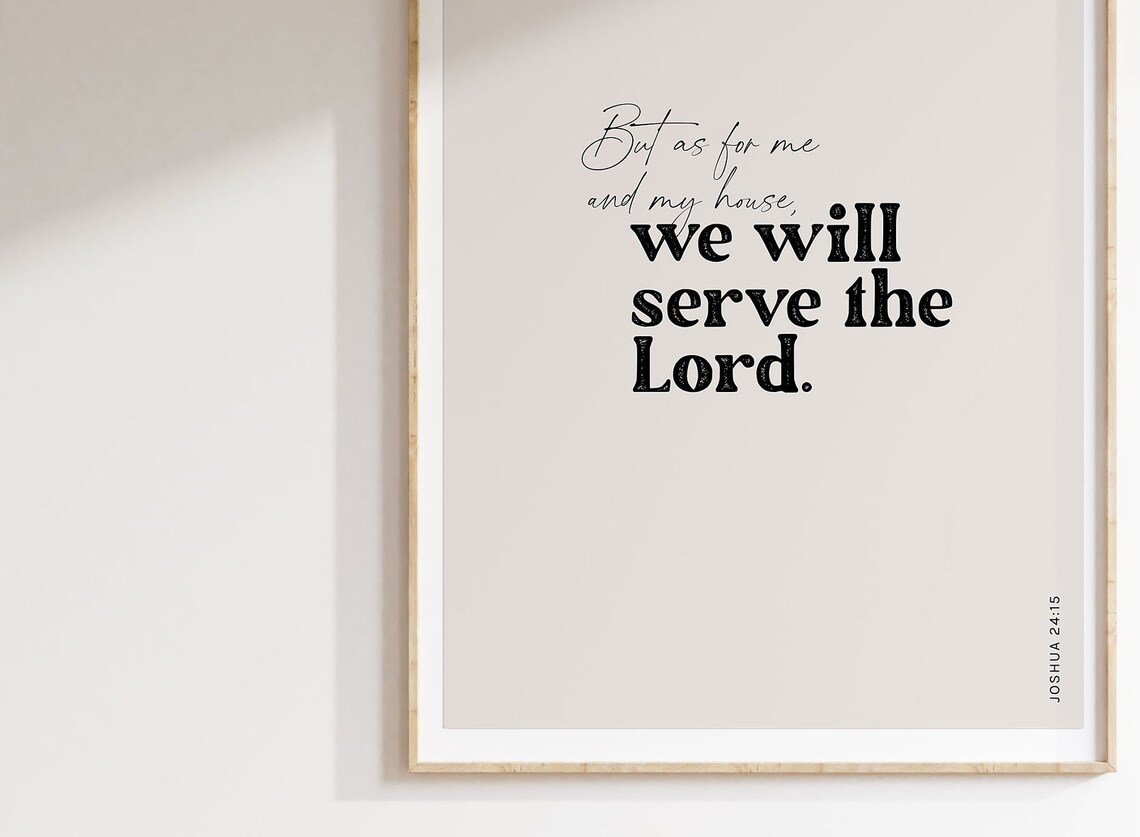 Joshua 24:15 As For Me And My House Bible Verse Mixed Typography Poster - Image 2
