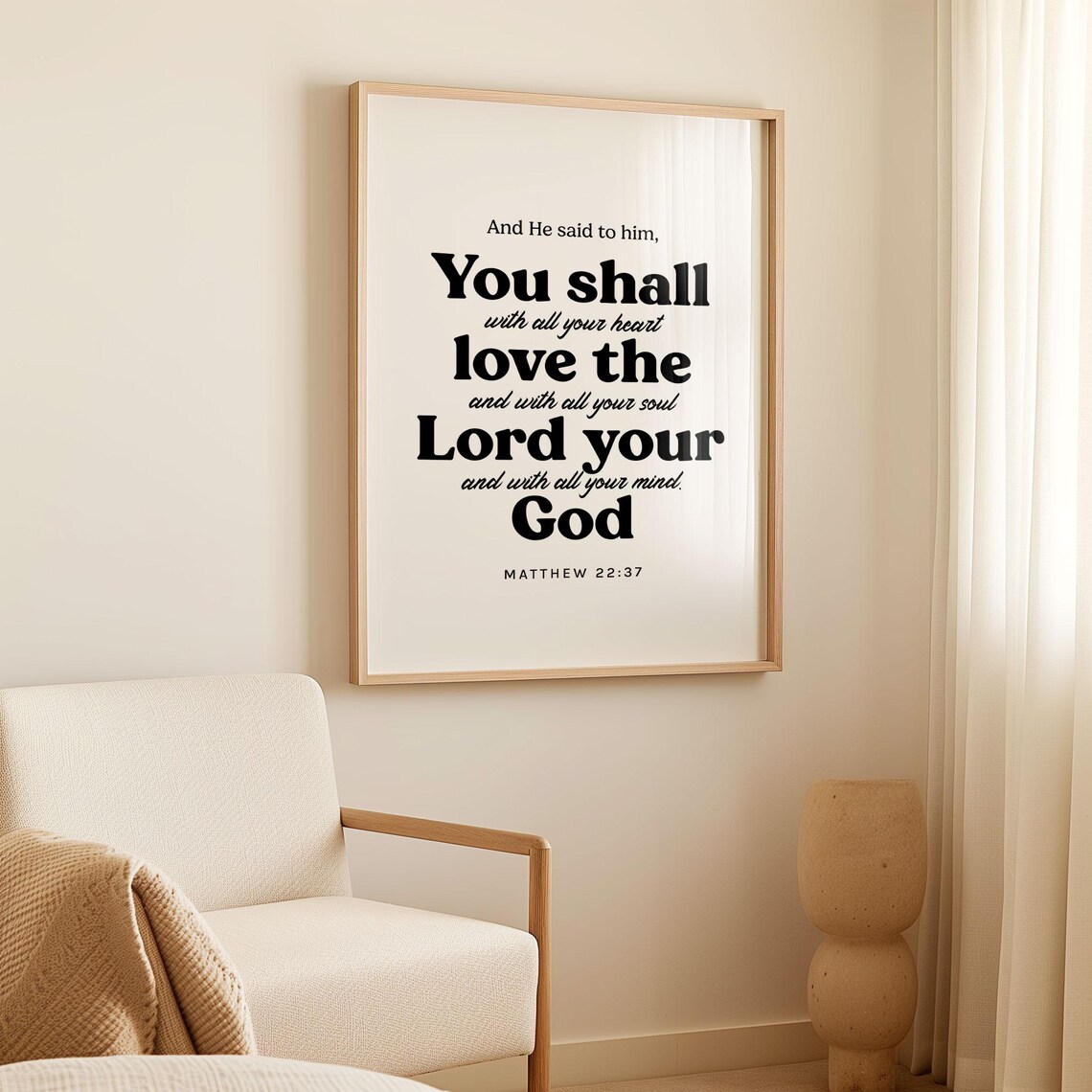 Matthew 22 37 You Shall Love The Lord Your God Bold Typography Verse Poster - Image 3