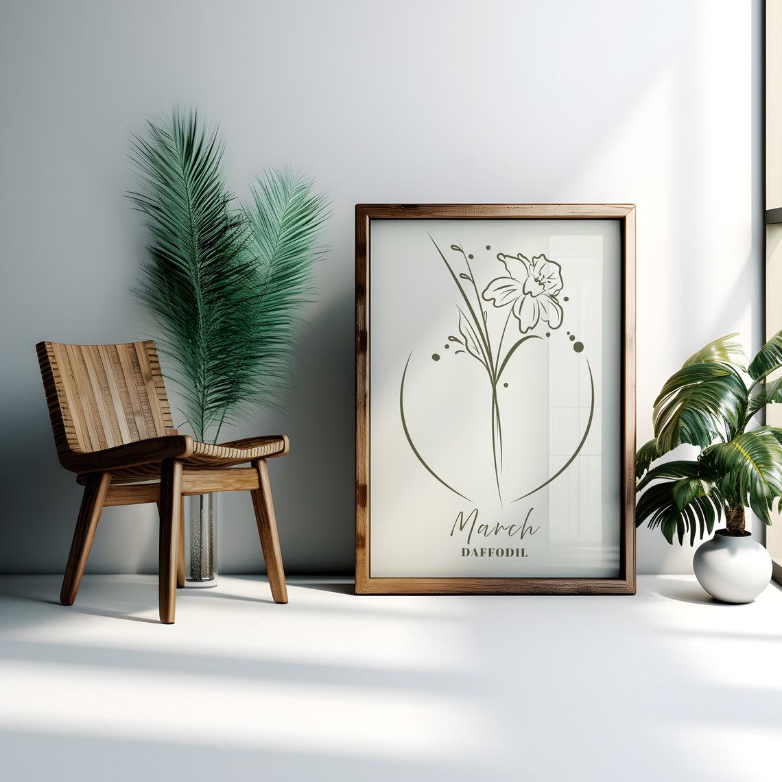 March Daffodil Birth Flower Minimalist Botanical Line Drawing Poster - Image 3