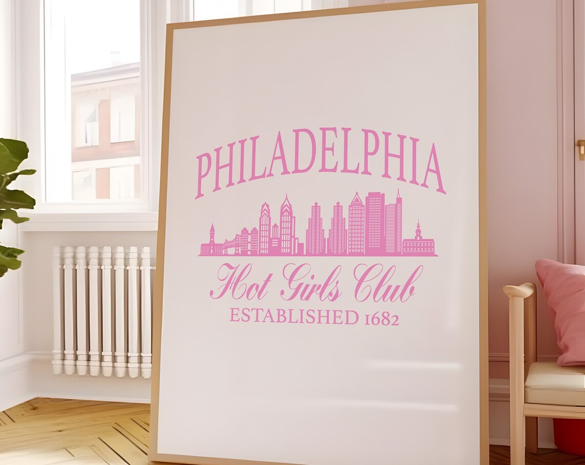 Philadelphia Hot Girls Club Est 1682 Pink Skyline City Poster