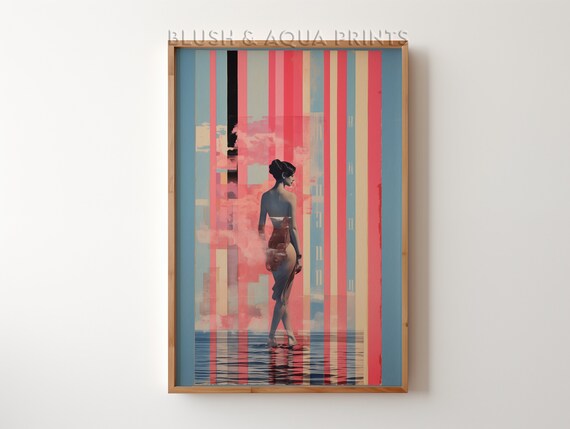 Eclectic Vintage Surf Poster Wall Art Maximalist Prints Trendy Room Decor Boho Bedroom Over The Bed