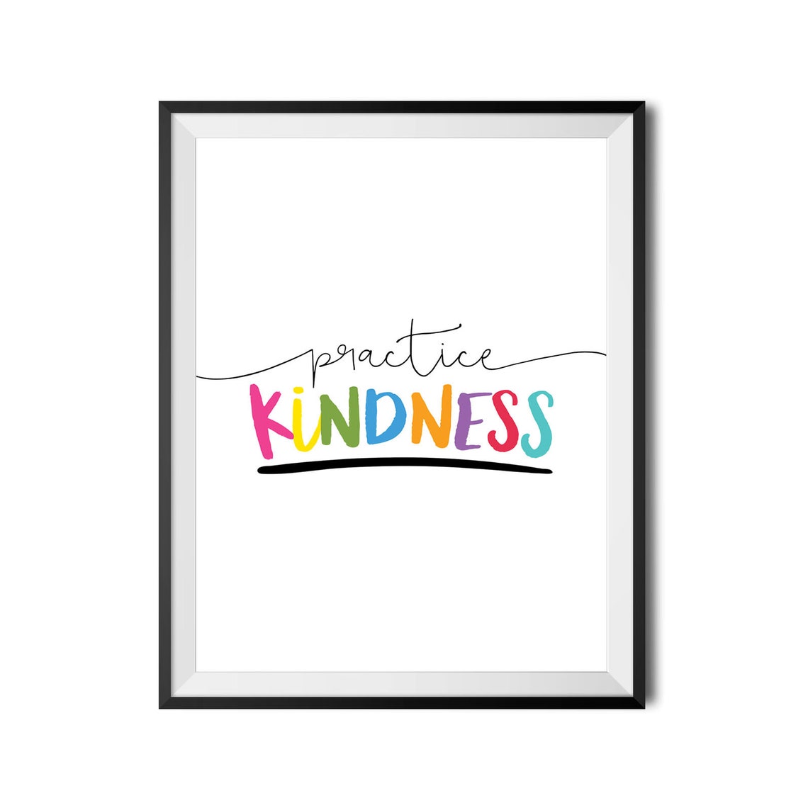 Practice Kindness Rainbow Kids Room Poster Colorful Nursery Decor Sign - Image 3