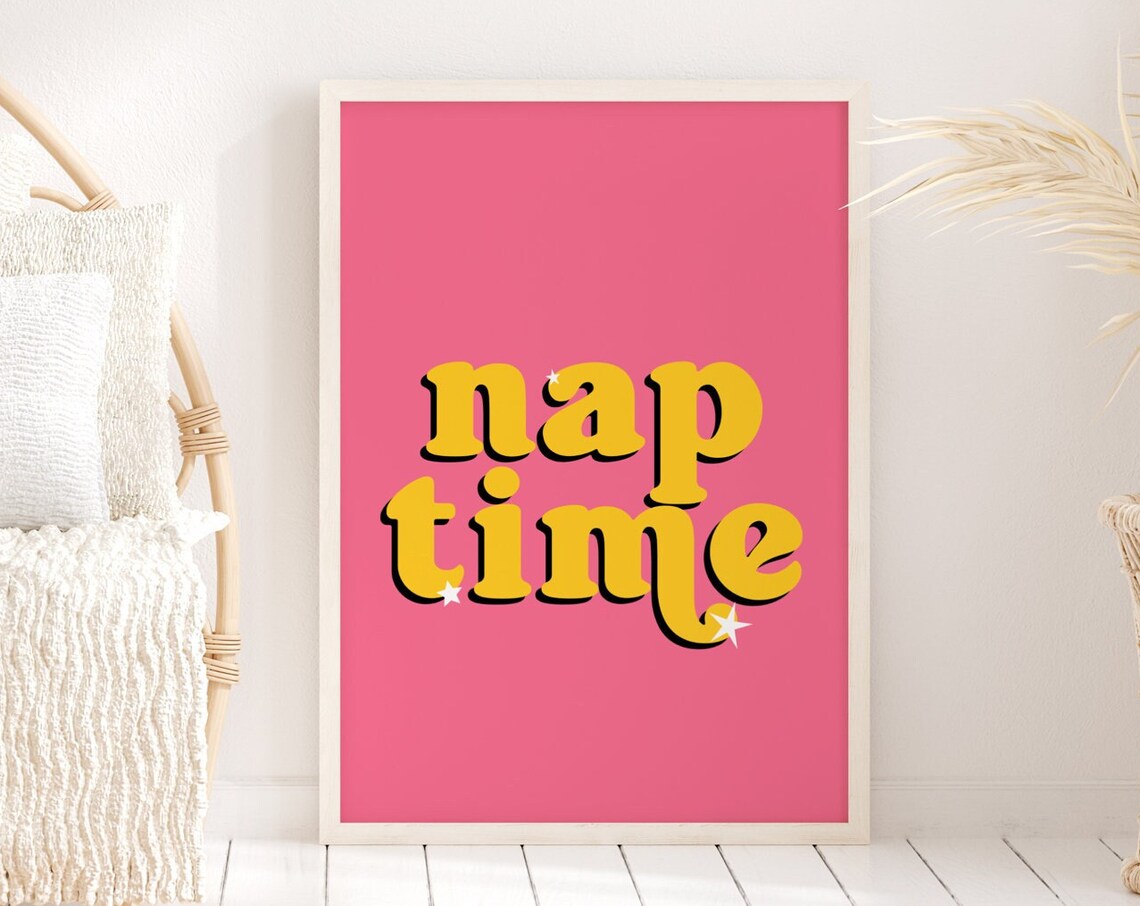 Nap Time Pink Quote Print, Funny Bedroom Wall Art