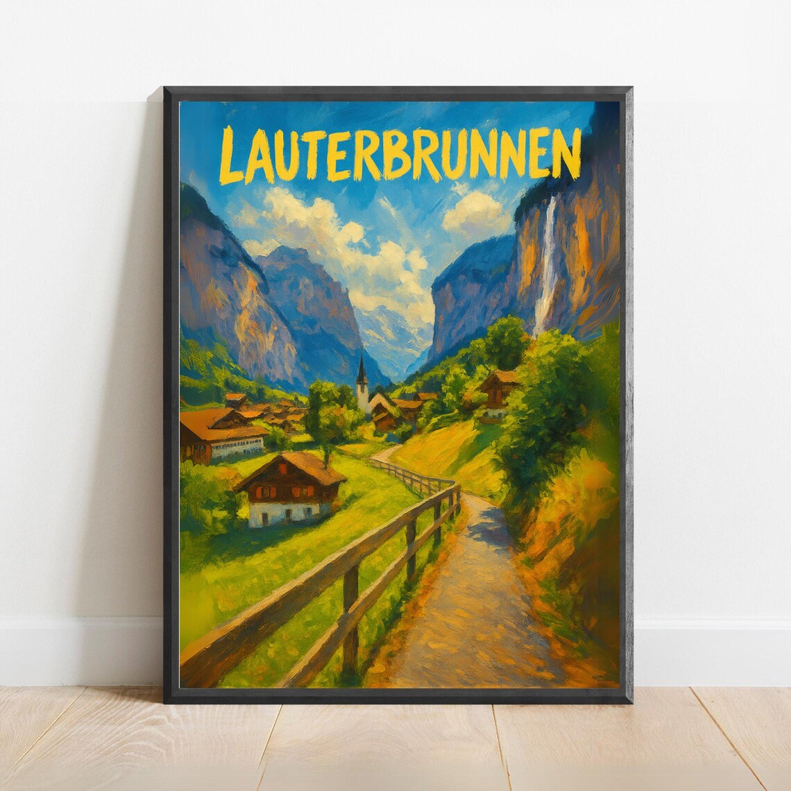 Lauterbrunnen Swiss Alps Waterfall Valley Switzerland Poster