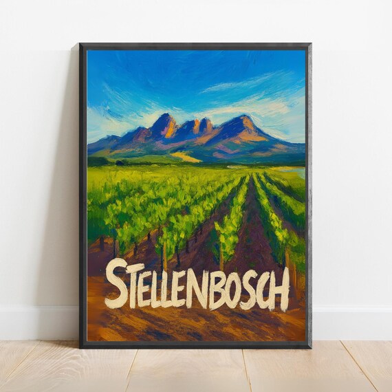 Stellenbosch Vineyard South Africa Wine Country Mountain Poster