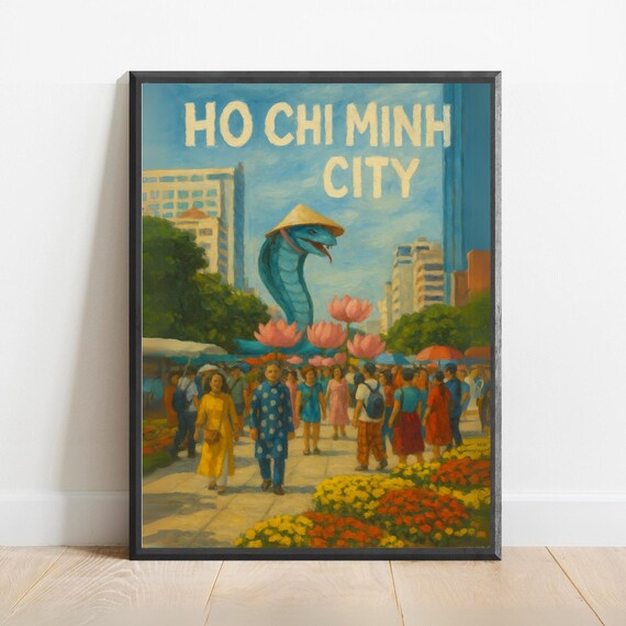 Ho Chi Minh City Cobra Flower Festival Vibrant Vietnam Travel Poster