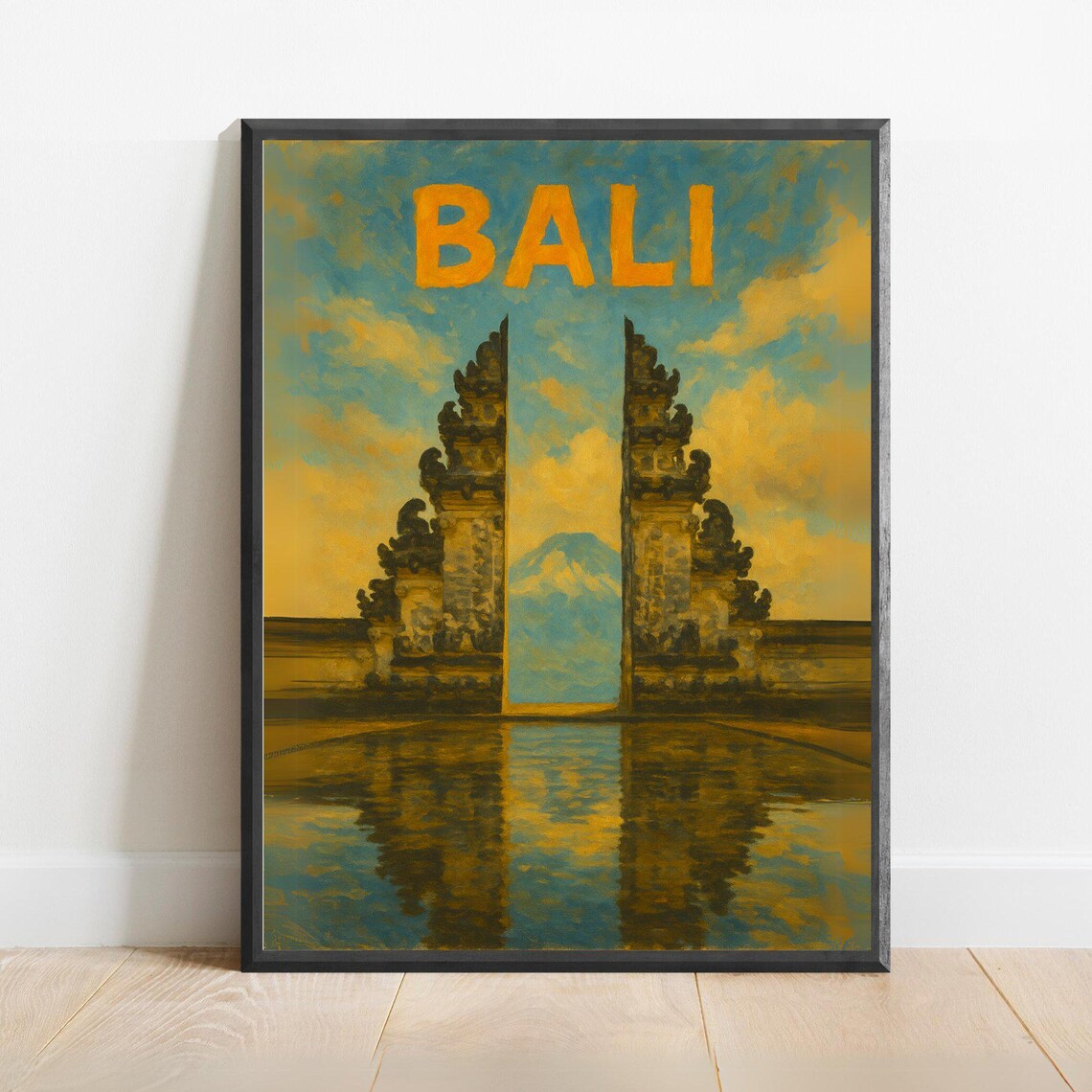 Bali Gates Of Heaven Poster With Mount Agung Temple Travel Art