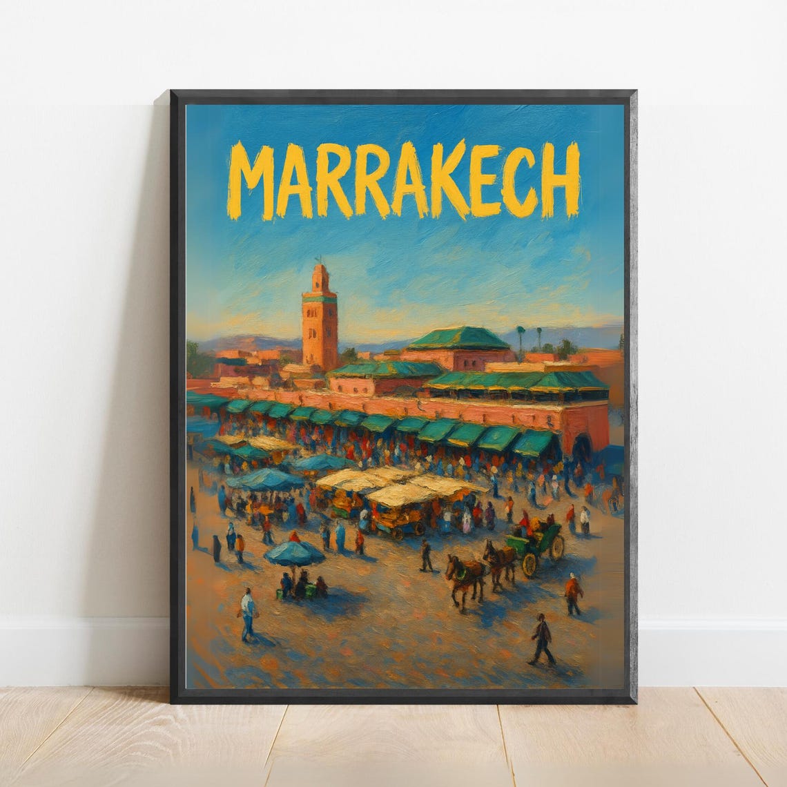 Marrakech Poster Vibrant Moroccan Market Wall Art Exotic Travel Print For Boho Cultural Home Decor