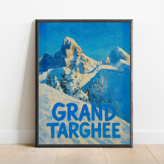 Grand Targhee Poster Wyoming Mountain Ski Resort Wall Art Winter Landscape Print For Lodge Or Cabin Decor
