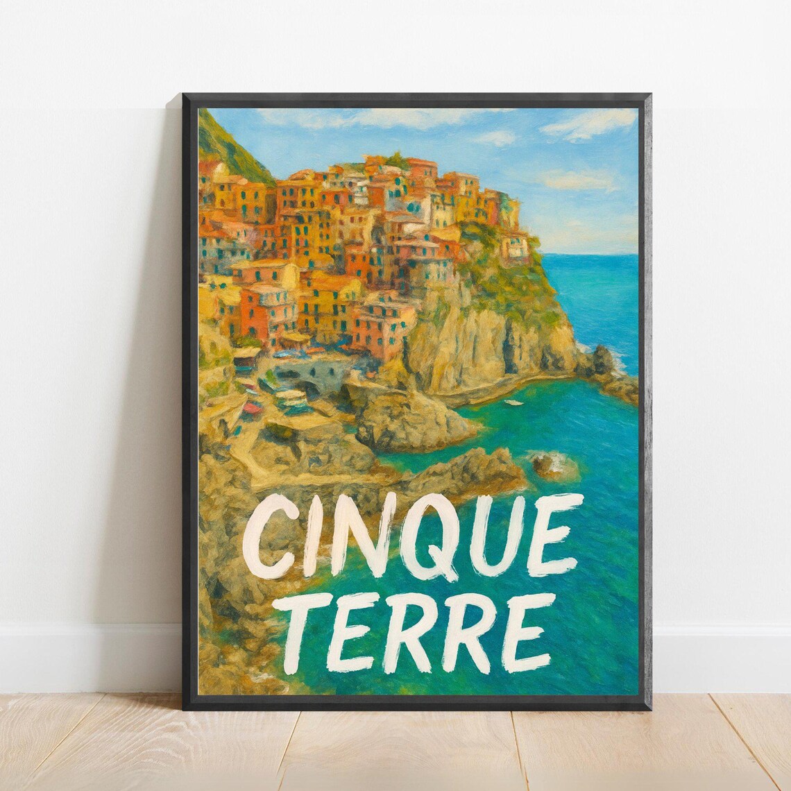 Cinque Terre Colorful Cliffside Village Ocean View Travel Poster