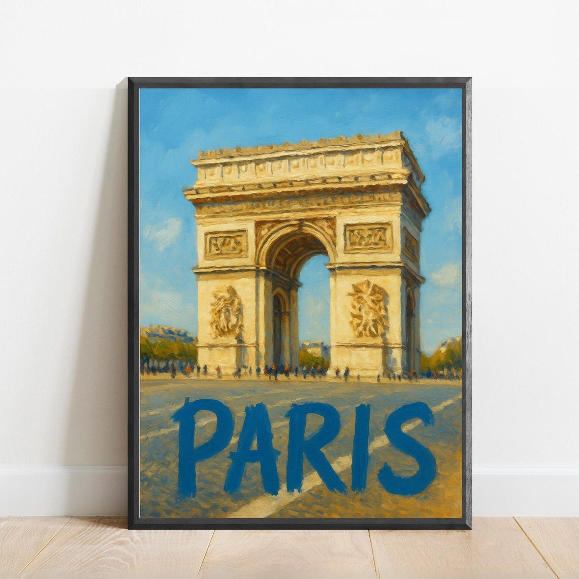 Paris Arc De Triomphe Golden Sunlight Impressionist Travel Poster