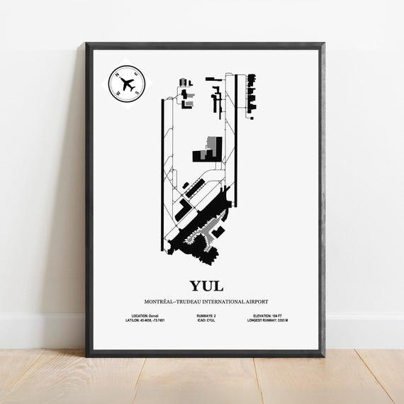 Yul Montraltrudeau International Airport Map, Aviation Poster