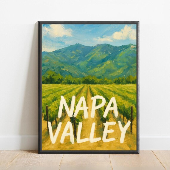 Napa Valley Poster Impressionist Travel Art Print Modern Wall Decor Bold Textured Brushstrokes