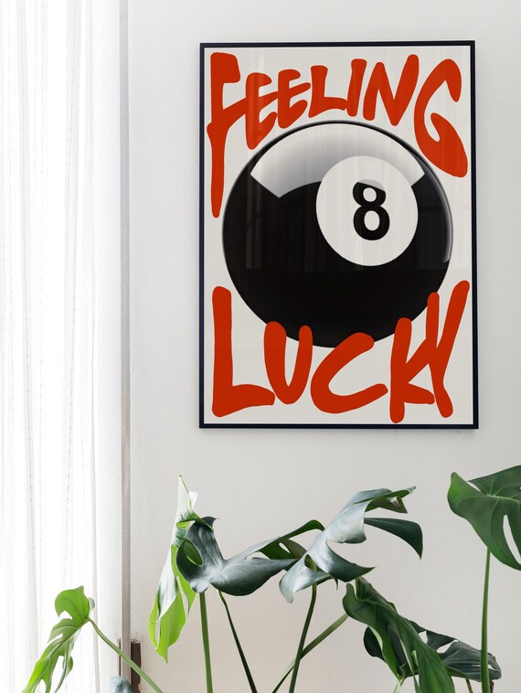 Vintage 8 Ball Pool Print, Retro Bar Cart Art